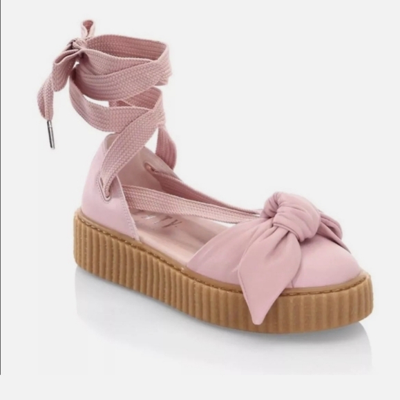 PUMA X Fenty by Rihanna Leather Bow Creeper Lace-Up Sandals Women's 9.5 Platform - Picture 2 of 5
